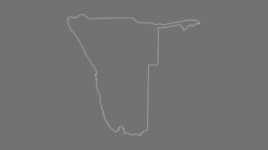 Namibya haritası - çizgi film. Bölgeler. Gri Tonlama.