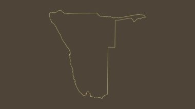 Namibya haritası - çizgi film. Bölgeler. Sepya.