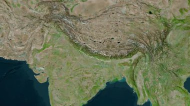Nepal haritası - özüt. Bölgeler. Uydu. Etiketler
