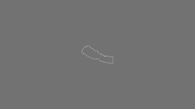 Nepal haritası - sağlam. Bölgeler. Gri Tonlama.