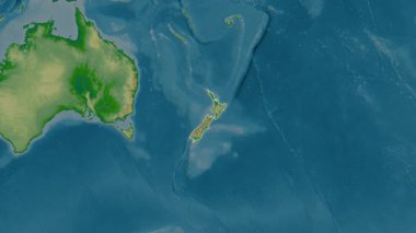 Yeni Zelanda haritası. Bölgeler. Fiziksel.