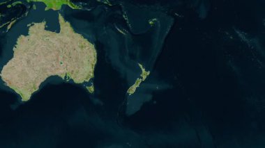 Yeni Zelanda haritası - süzül. Bölgeler. Uydu.