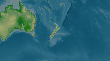 Yeni Zelanda haritası - yakınlaştır. Bölgeler. Fiziksel.