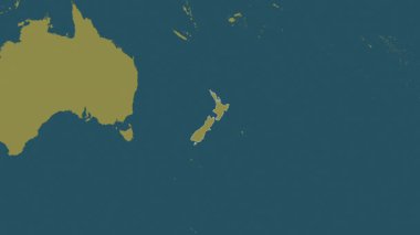 Yeni Zelanda haritası - yakınlaştır. Bölgeler. Desen.