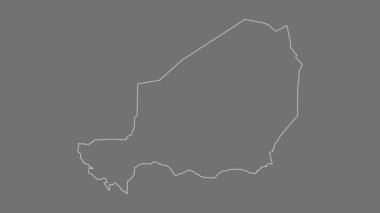 Nijer haritası - çizgi film. Bölgeler. Gri Tonlama.