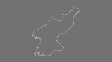 Kuzey Kore haritası - çizgi film. Bölgeler. Gri Tonlama.