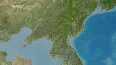 Kuzey Kore haritası - sür. Bölgeler. Uydu.