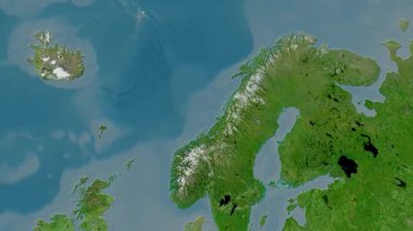 Norveç haritası - sür. Bölgeler. Uydu.