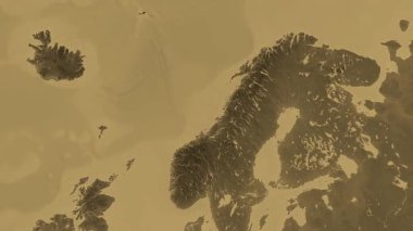 Norveç haritası - sür. Bölgeler. Sepya.