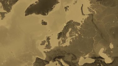 Norveç haritası - süzül. Bölgeler. Sepya.