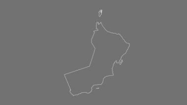 Umman haritası - çizgi film. Bölgeler. Gri Tonlama.