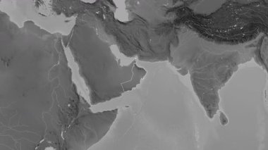 Umman haritası - yakınlaştır. Bölgeler. Gri Tonlama.