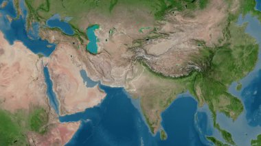 Pakistan haritası - yakınlaştır. Bölgeler. Uydu.