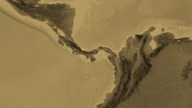 Panama haritası - çıkarma. Bölgeler. Sepya.