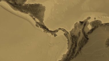 Panama haritası - süzül. Bölgeler. Sepya.