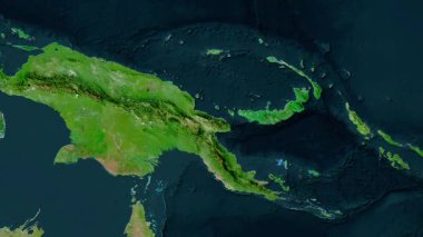 Papua Yeni Gine haritası - sür. Bölgeler. Uydu.