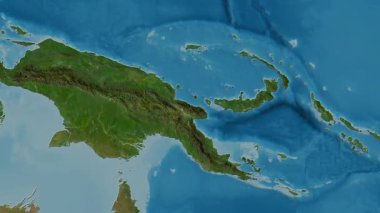 Papua Yeni Gine haritası - sür. Bölgeler. Uydu.