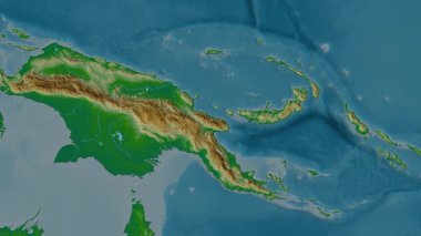Papua Yeni Gine haritası - sür. Bölgeler. Fiziksel.