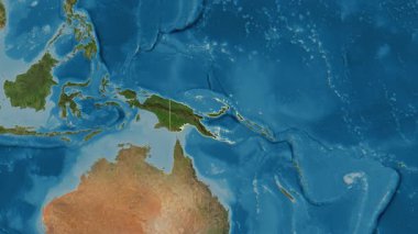 Papua Yeni Gine haritası. Bölgeler. Uydu.