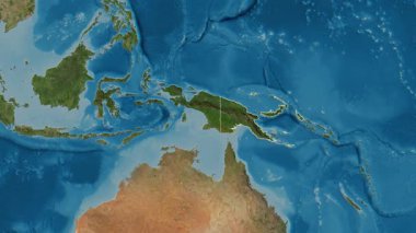 Papua Yeni Gine haritası - süzül. Bölgeler. Uydu.