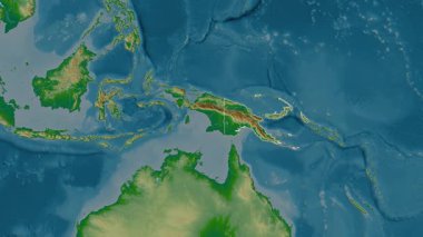 Papua Yeni Gine haritası - süzül. Bölgeler. Fiziksel.