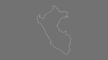 Peru haritası - çizgi film. Bölgeler. Gri Tonlama.