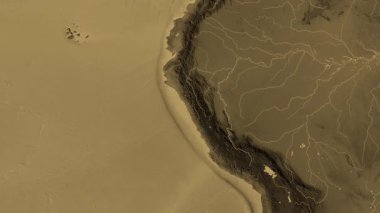 Peru haritası - sür. Bölgeler. Sepya.