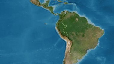 Peru haritası - süzül. Bölgeler. Uydu.