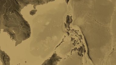 Filipinler haritası - sür. Bölgeler. Sepya.