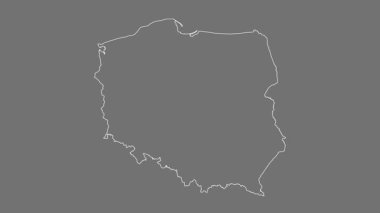 Polonya haritası - çizgi film. Bölgeler. Gri Tonlama.