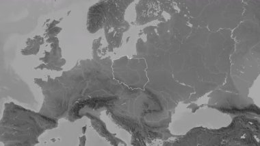 Polonya haritası - yakınlaştır. Bölgeler. Gri Tonlama.