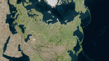 Rusya haritası - çıkartma. Bölgeler. Uydu.