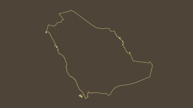 Suudi Arabistan haritası - karikatür. Bölgeler. Sepya.