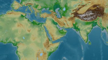 Suudi Arabistan haritası. Bölgeler. Fiziksel.