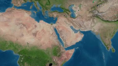 Suudi Arabistan haritası - süzül. Bölgeler. Uydu.