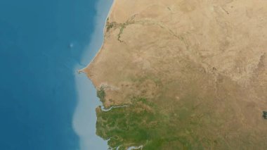 Senegal haritası - sür. Bölgeler. Uydu.