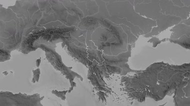 Sırbistan haritası - çıkartma. Bölgeler. Gri Tonlama.