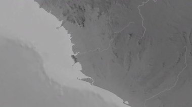 Sierra Leone haritası - sür. Bölgeler. Gri Tonlama.