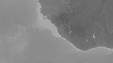 Sierra Leone haritası - süzül. Bölgeler. Gri Tonlama.