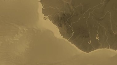 Sierra Leone haritası - süzül. Bölgeler. Sepya.