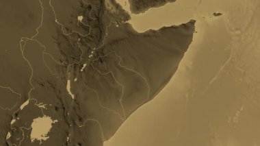 Somali haritası - sür. Bölgeler. Sepya.