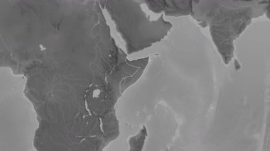 Somali haritası - yakınlaştır. Bölgeler. Gri Tonlama.