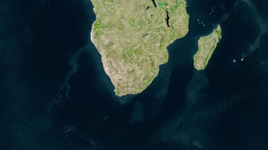 Güney Afrika haritası. Bölgeler. Uydu.