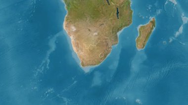 Güney Afrika haritası. Bölgeler. Uydu.