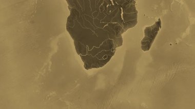 Güney Afrika haritası. Bölgeler. Sepya.