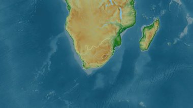 Güney Afrika haritası - yakınlaştır. Bölgeler. Fiziksel.