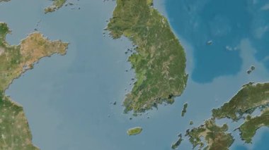 Güney Kore haritası - sür. Bölgeler. Uydu.