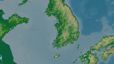 Güney Kore haritası - sür. Bölgeler. Fiziksel.