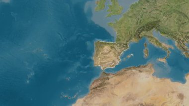 İspanya haritası - süzül. Bölgeler. Uydu.