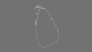 Sri Lanka haritası - çizgi film. Bölgeler. Gri Tonlama.